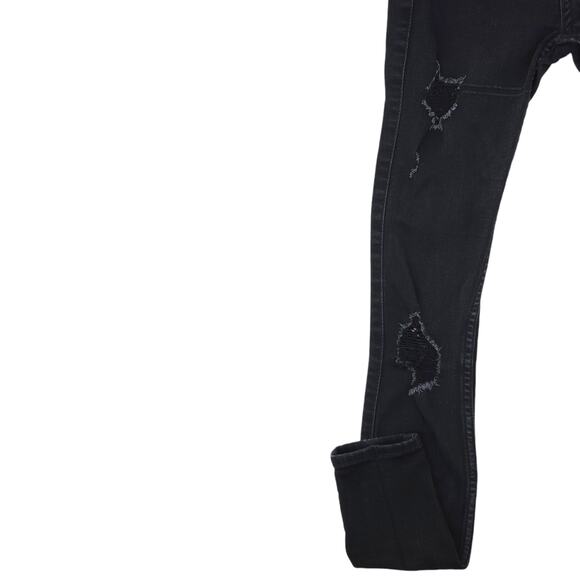 Hollister Jeans Womens 00 Short Black Super Skinny High Rise Distressed Stretch - Picture 5 of 13